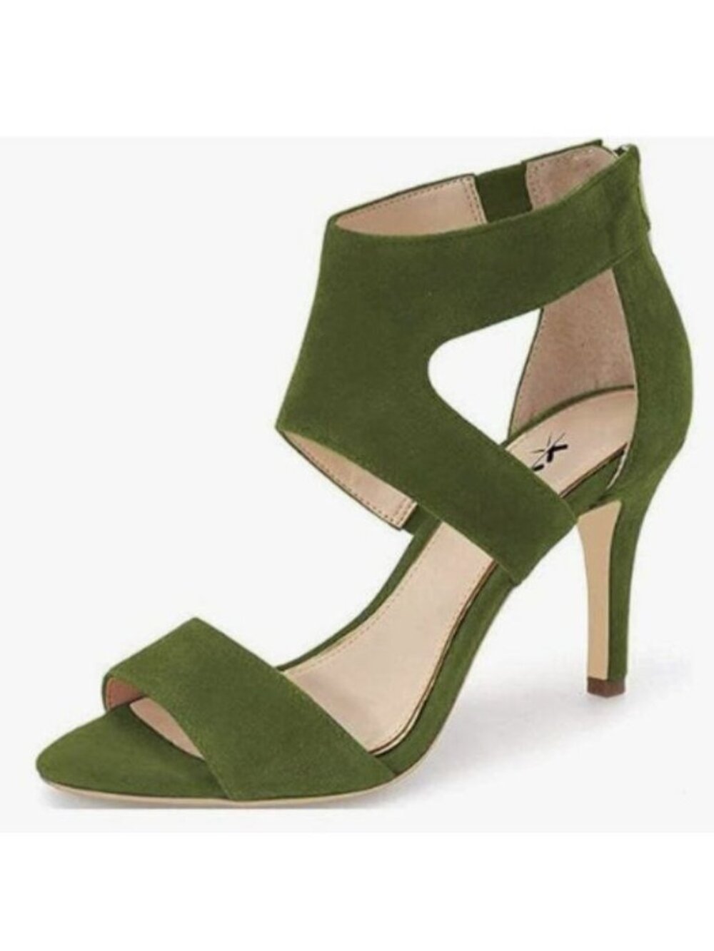 XYD Women Open Toe Sandals Ankle Wrap Back Zipper  Cutout Strappy Green